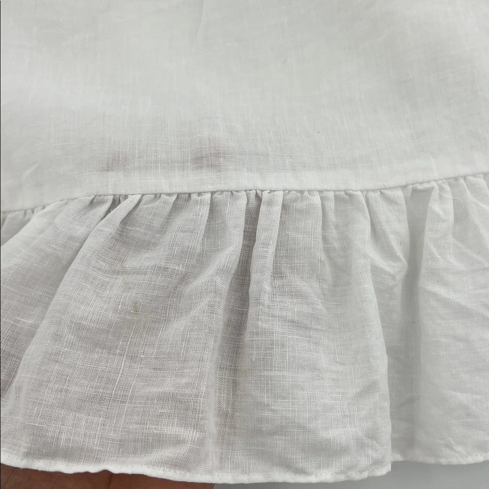J Crew Linen Ruffle Faux Wrap Skirt White Size 8 resort spring mature vacation - Picture 10 of 11